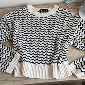 Monki Black and Cream Chevron Sweater